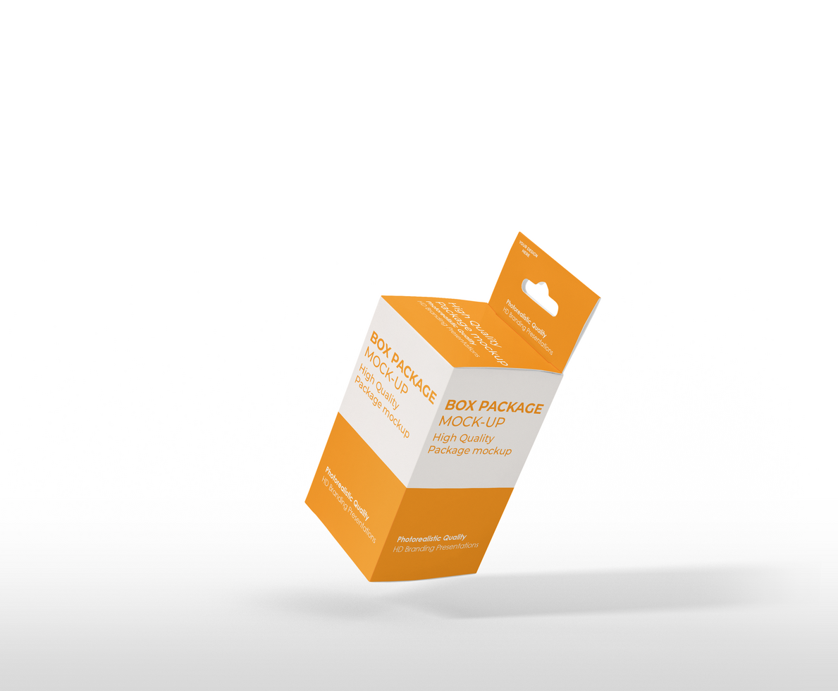box mockup short rectangle size-with hanger psd