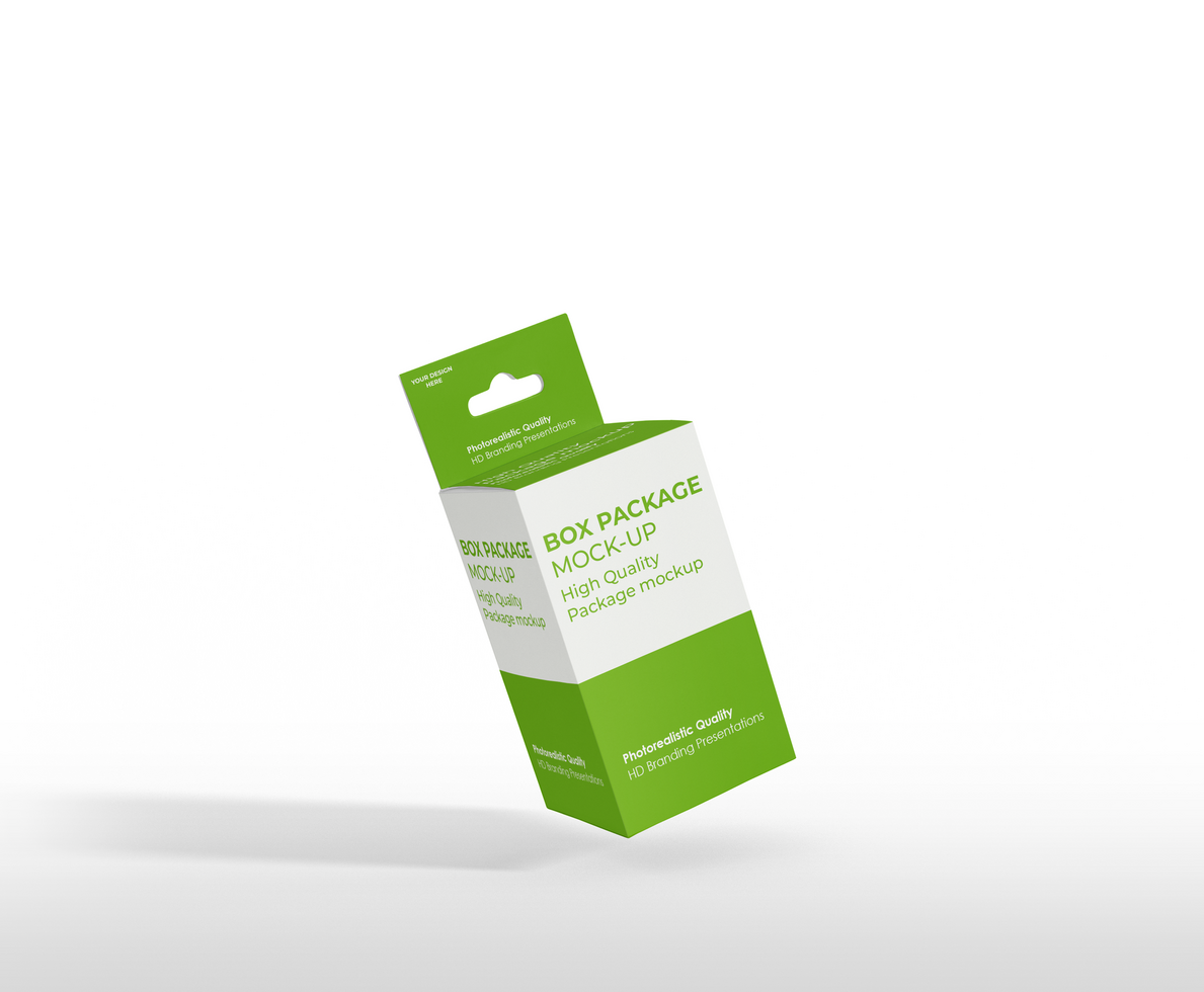 box mockup short rectangle size-with hanger psd