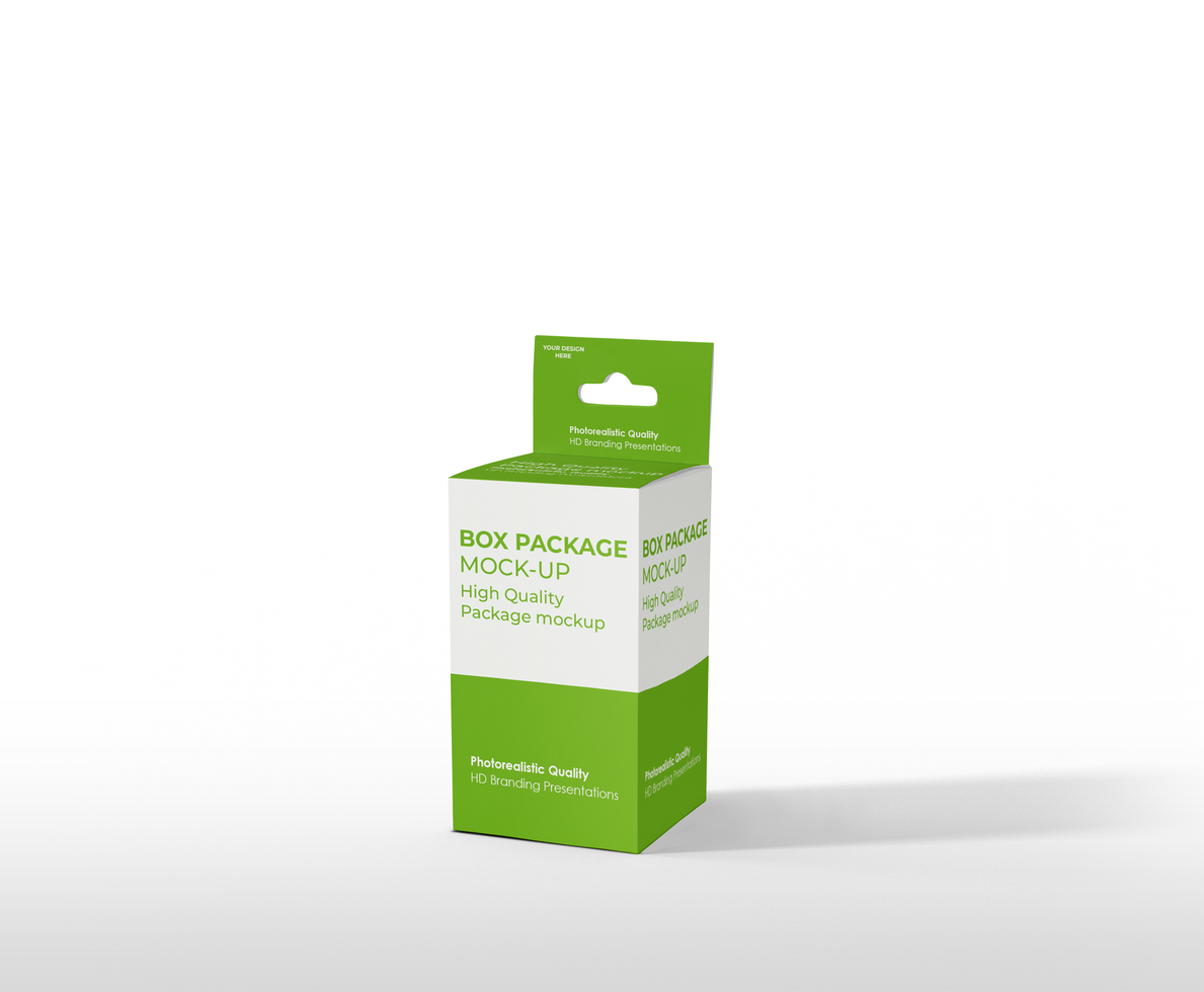 box mockup short rectangle size-with hanger psd