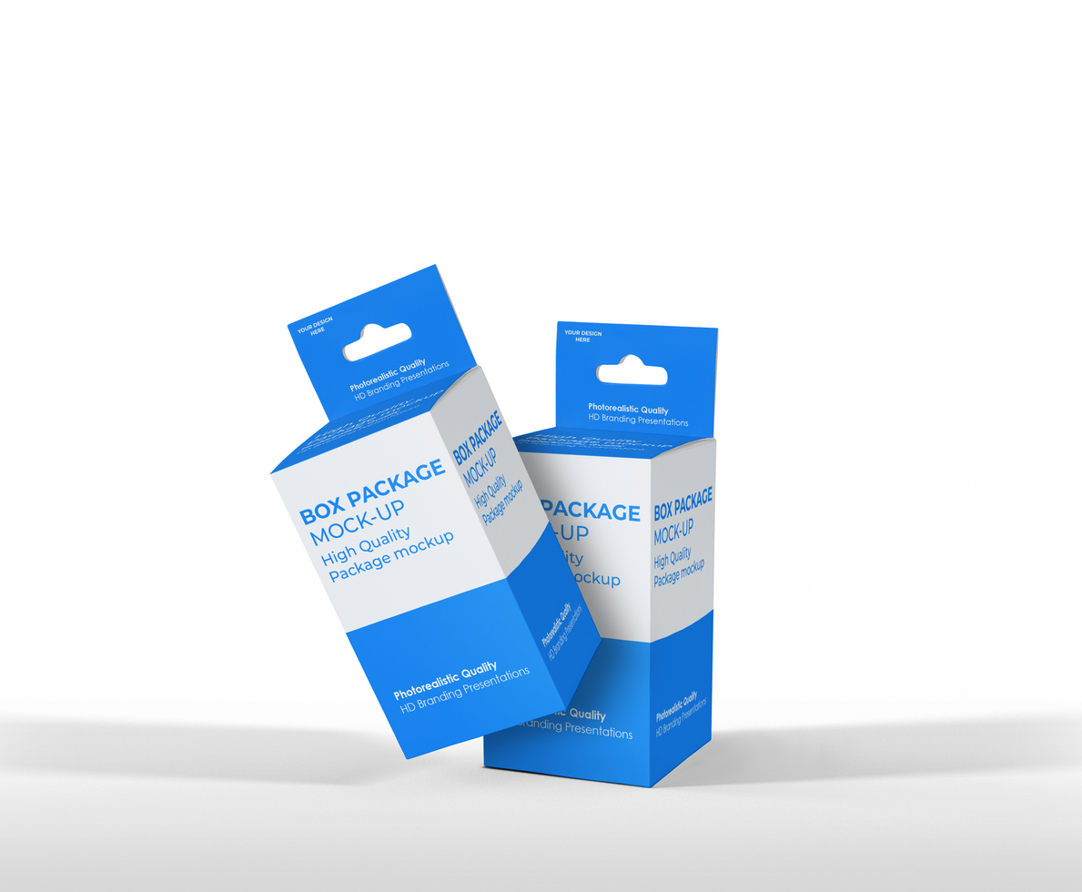 box mockup short rectangle size-with hanger psd