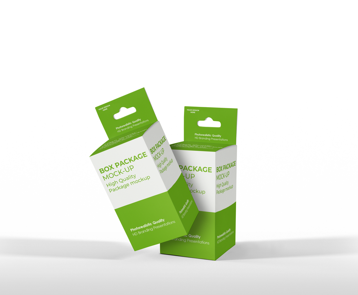 box mockup short rectangle size-with hanger psd