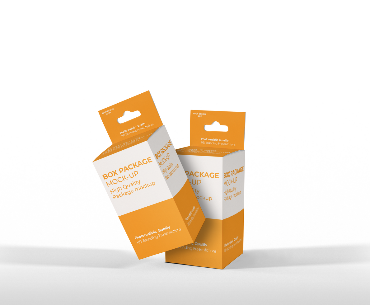 box mockup short rectangle size-with hanger psd