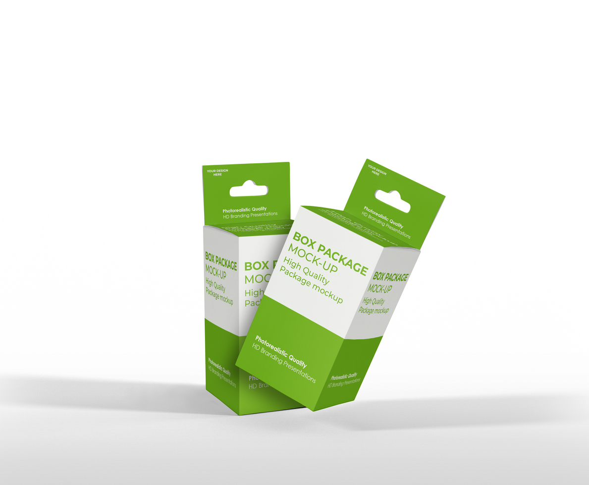 box mockup short rectangle size-with hanger psd