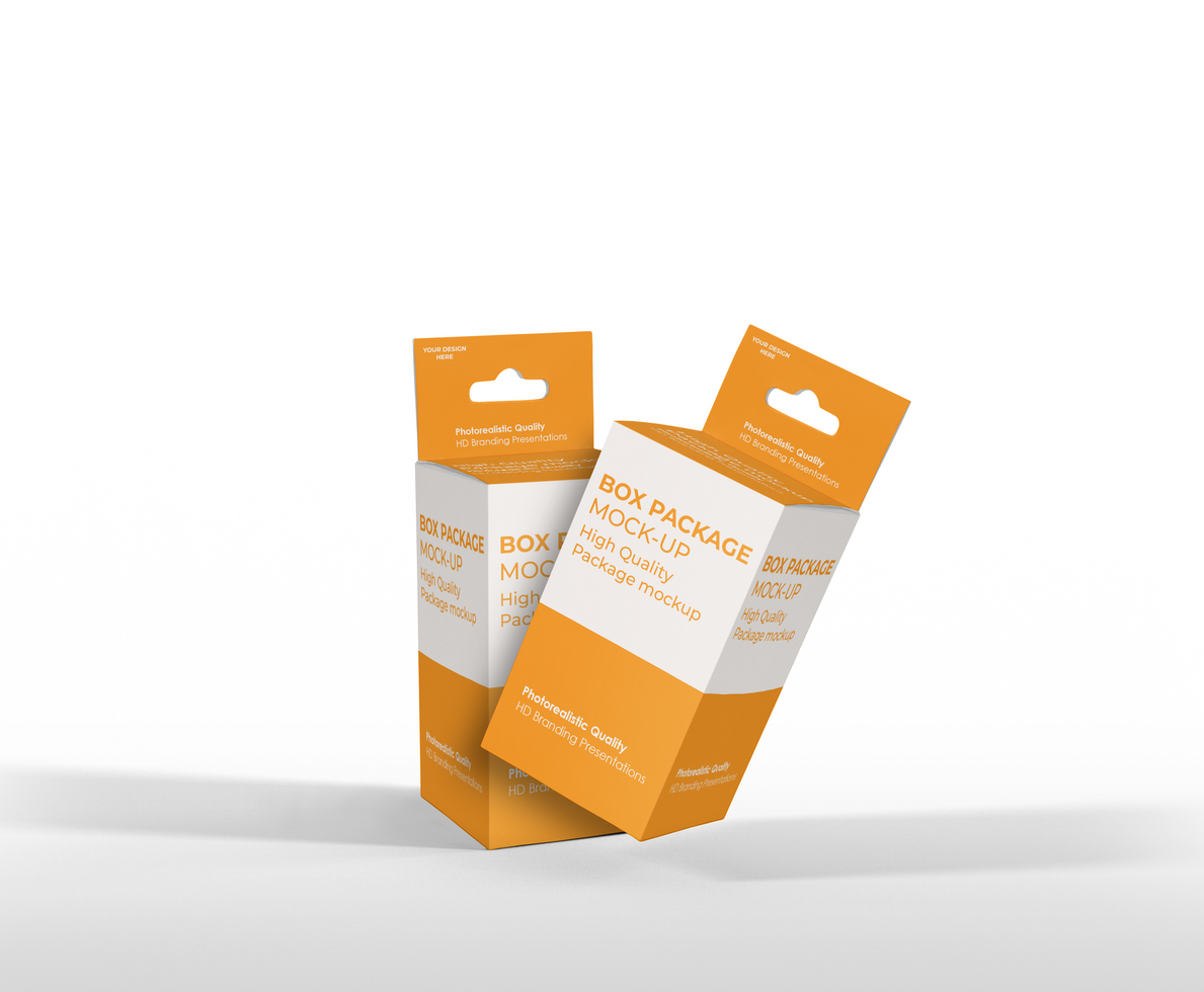 box mockup short rectangle size-with hanger psd