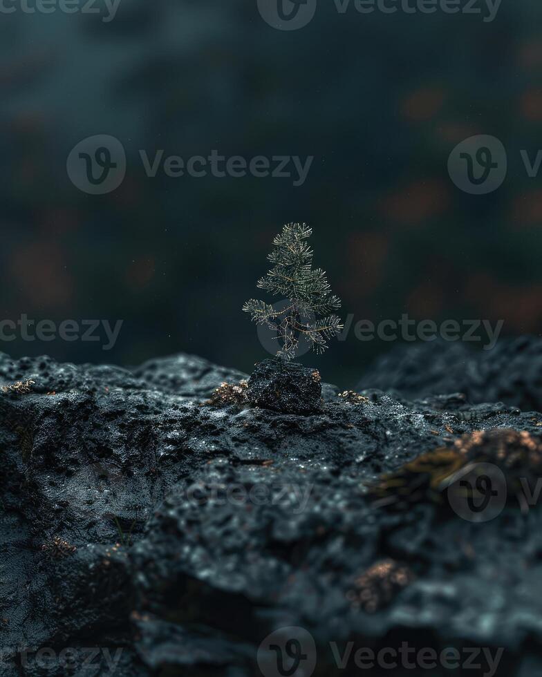 ai generado oscuro mínimo naturaleza escena en boho estilo foto