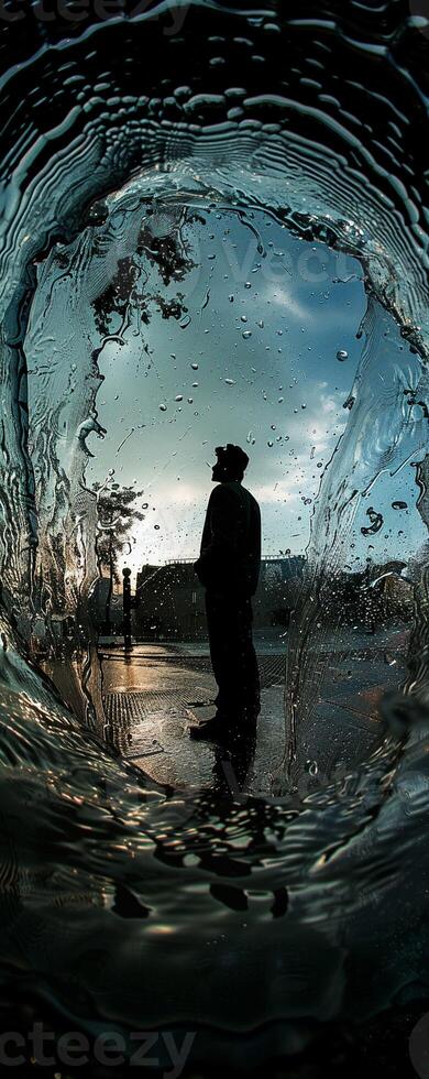 AI generated Public Health Initiative, Data Analysis Report, Critical Research Findings, Implementing preventive measures, Rainy weather, Photography, Silhouette Lighting, Vignette photo