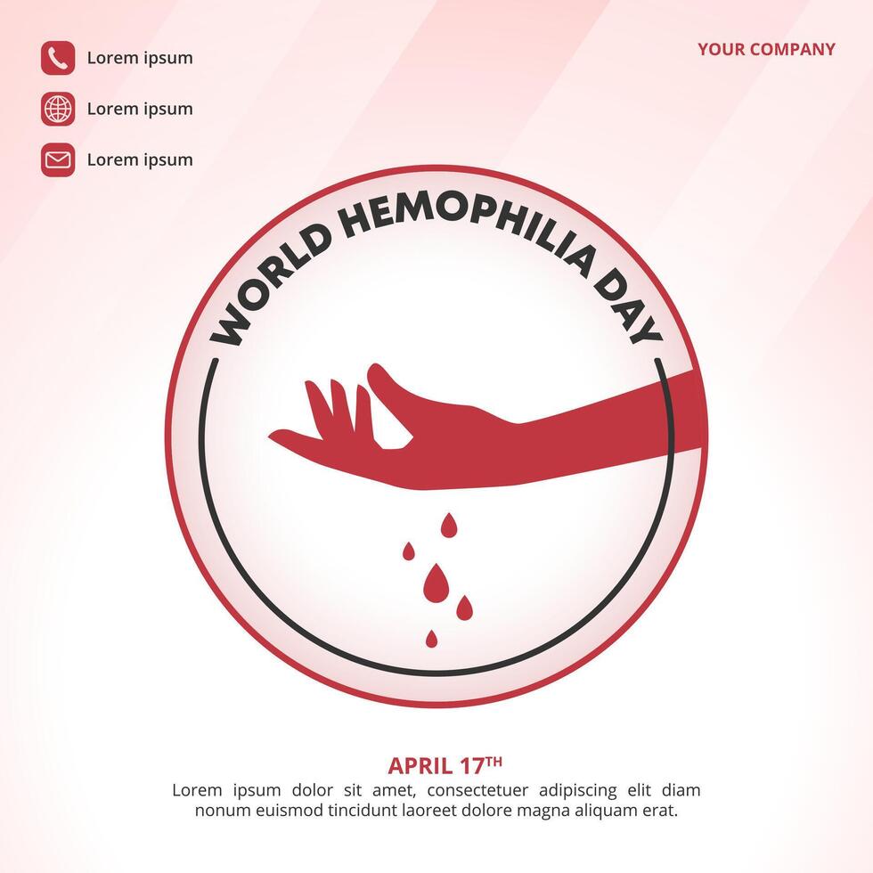 World Hemophilia Day background with a silhouette of a bleeding hand vector