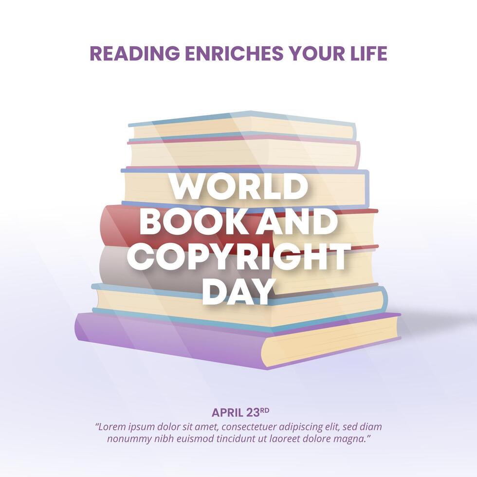 World Book And Copyright Day background with stacked books vector
