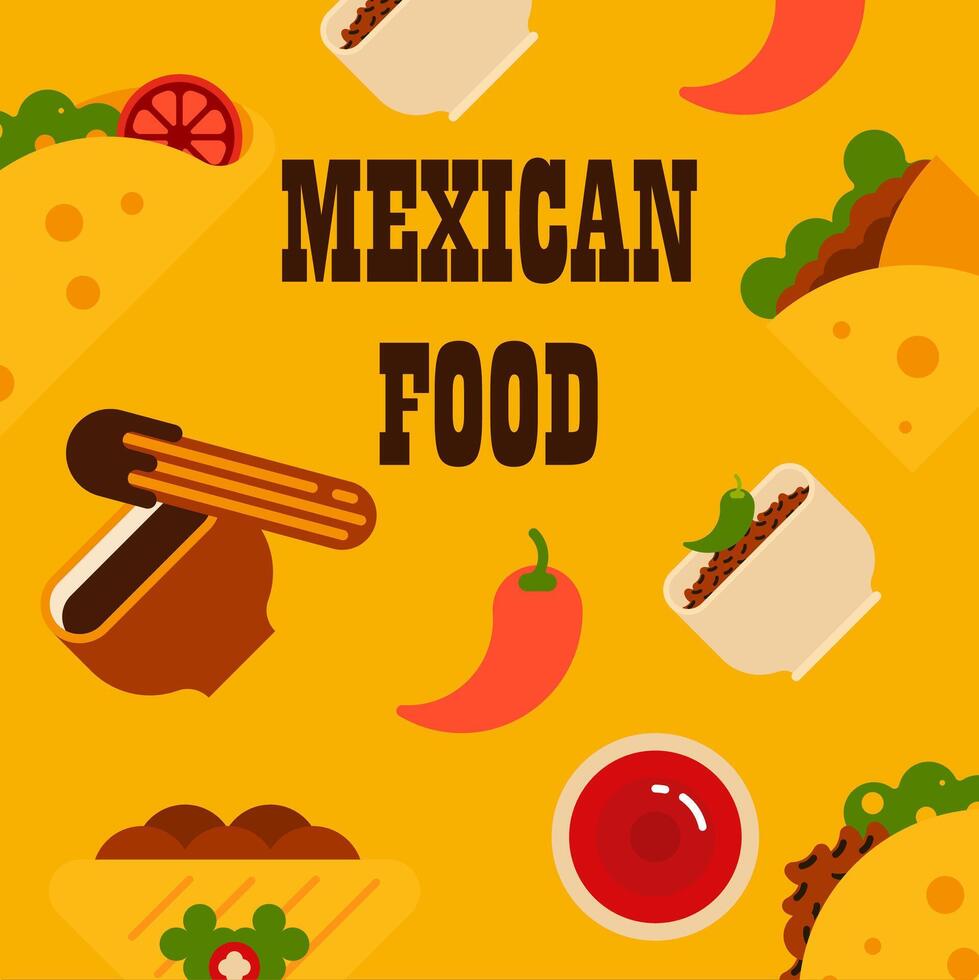 plano mexicano comida ilustración antecedentes con comida íconos vector