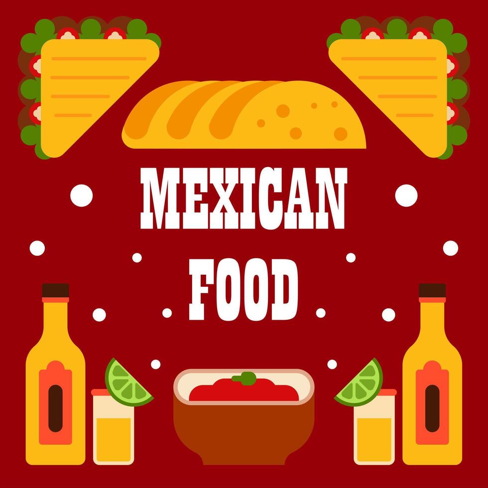 plano mexicano comida ilustración antecedentes con comida íconos vector