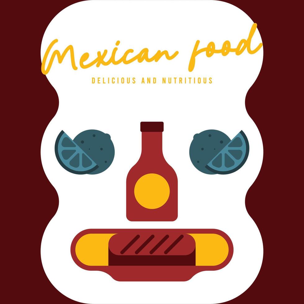 Flat mexican food illustration background with food icons vector