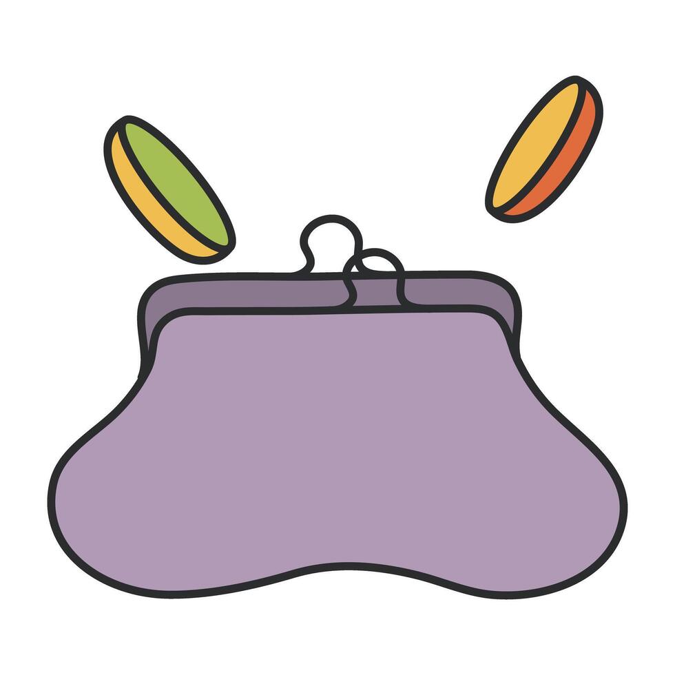 A flat design icon of purse vector