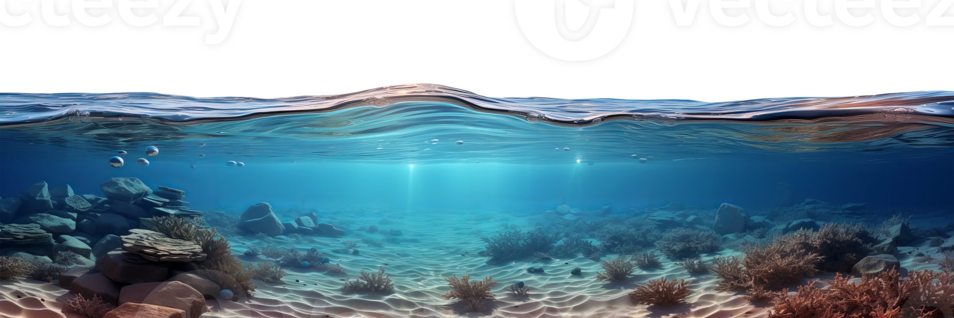 AI generated Half-water view with undulating surface and underwater world png