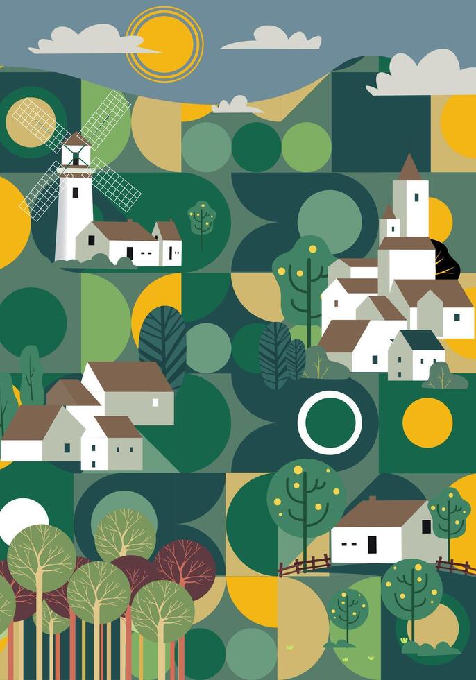 naturaleza, paisaje y jardín, contemporáneo artístico póster. vector