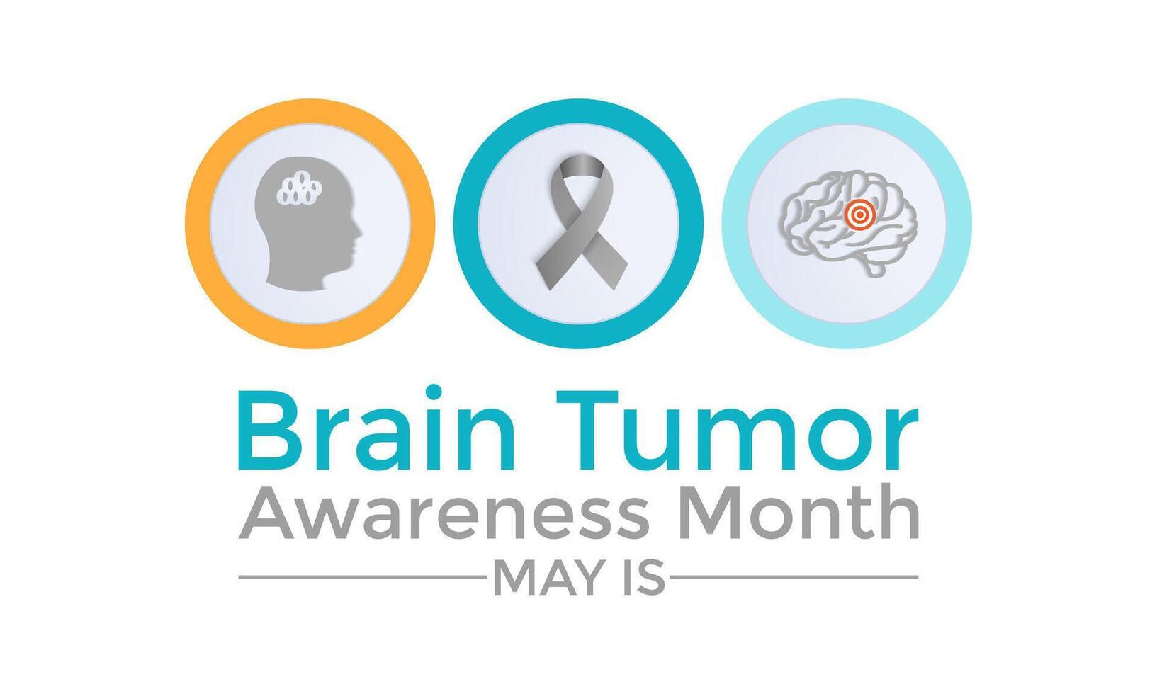 cerebro cáncer conciencia mes es observado cada año en mayo. ese s secundario y consciente personas enfermedad de cerebro tumor. vector ilustración.