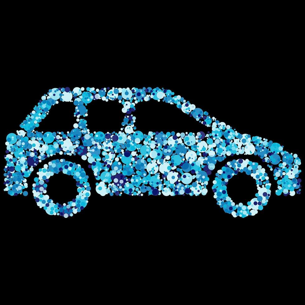 resumen azul punto mosaico coche ilustración en negro antecedentes sombras burbujas vector