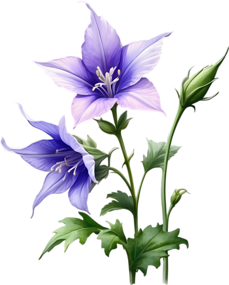 AI generated Watercolor painting of Creeping bellflower flower. png