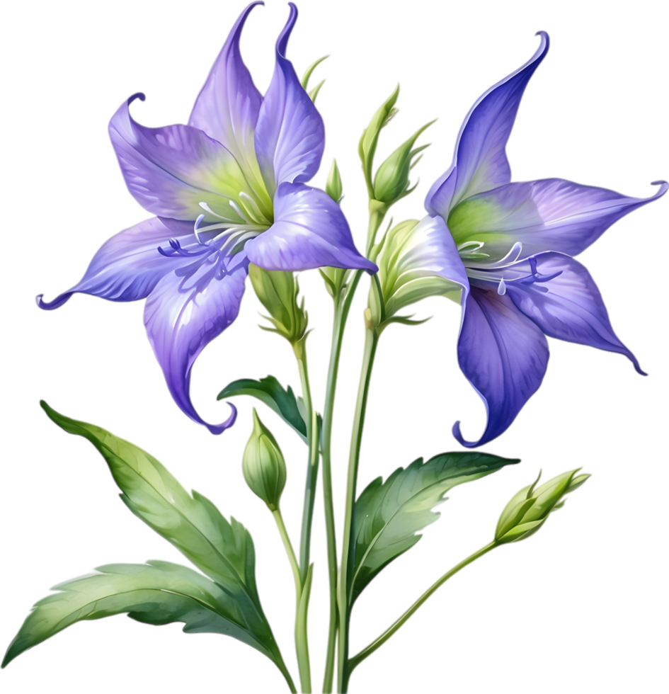 AI generated Watercolor painting of Creeping bellflower flower. png