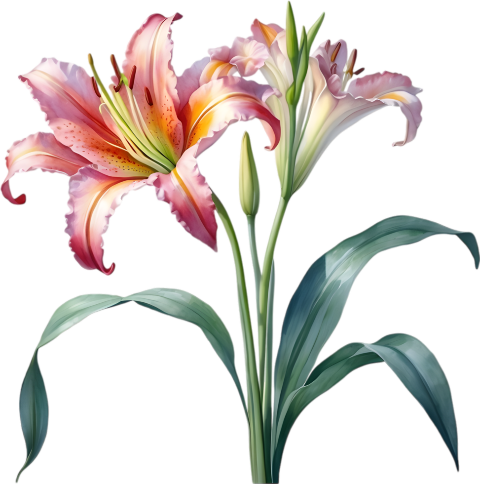 AI generated Watercolor painting of Ditch lily flower. png