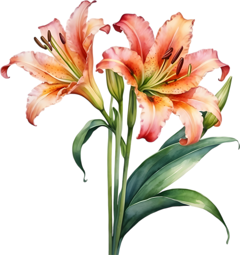 AI generated Watercolor painting of Ditch lily flower. png