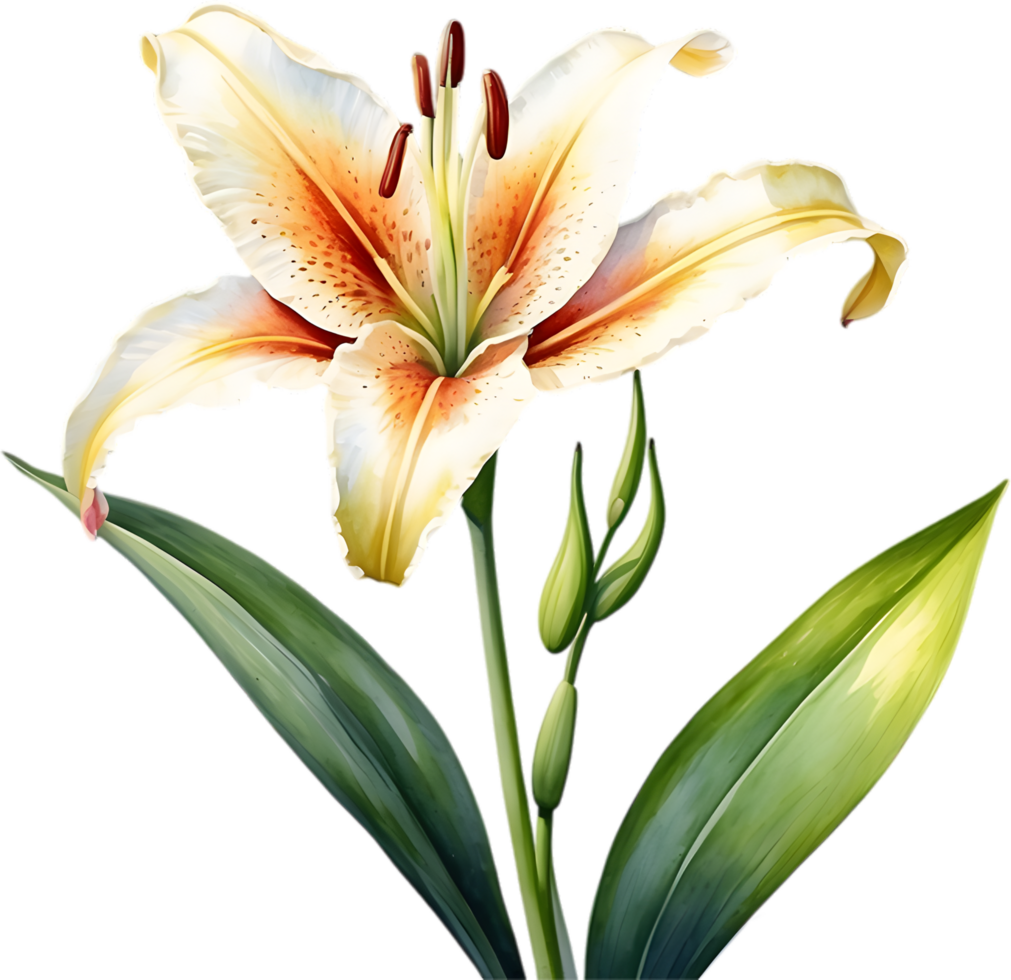 AI generated Watercolor painting of Ditch lily flower. png