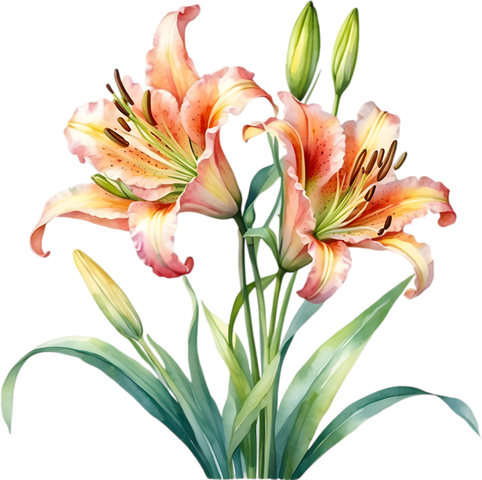 AI generated Watercolor painting of Ditch lily flower. png