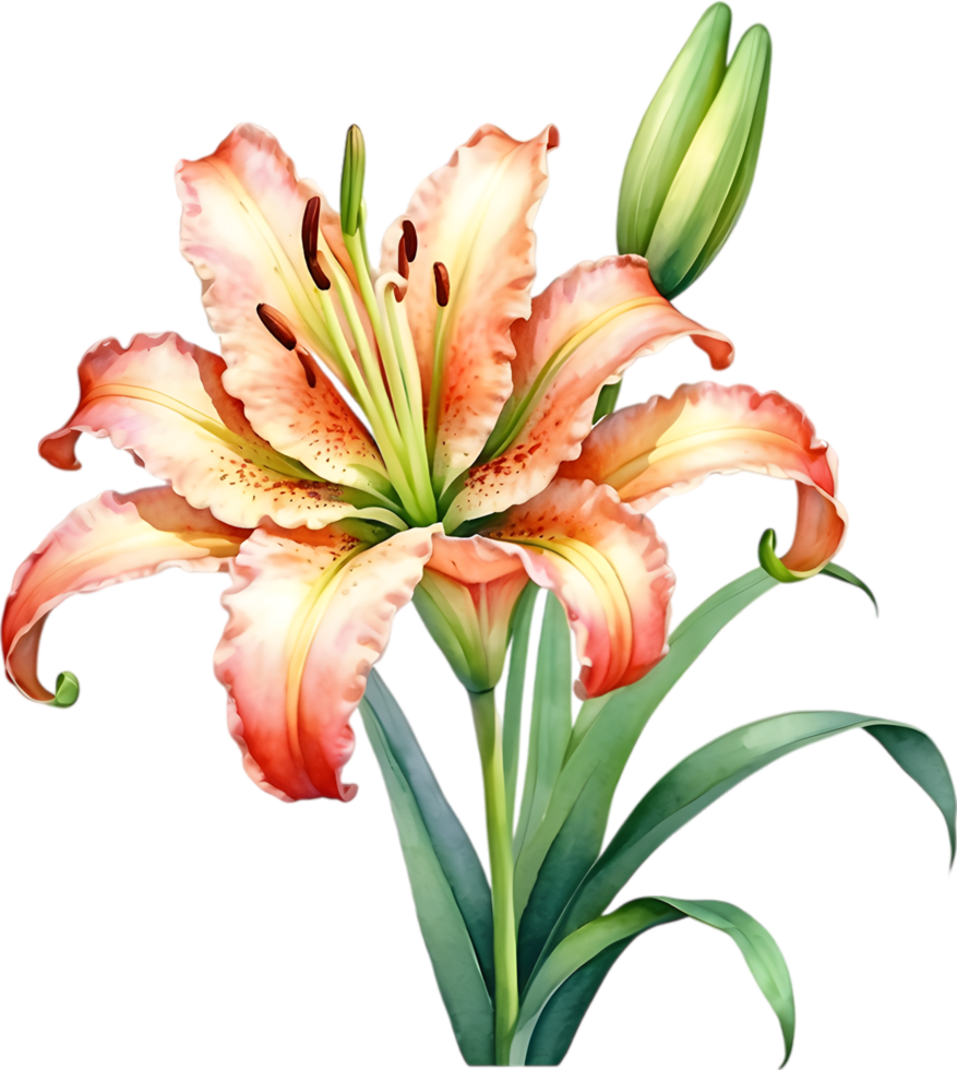 AI generated Watercolor painting of Ditch lily flower. png