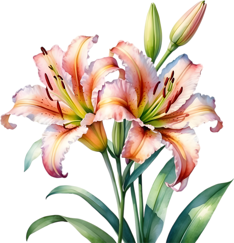 AI generated Watercolor painting of Ditch lily flower. png