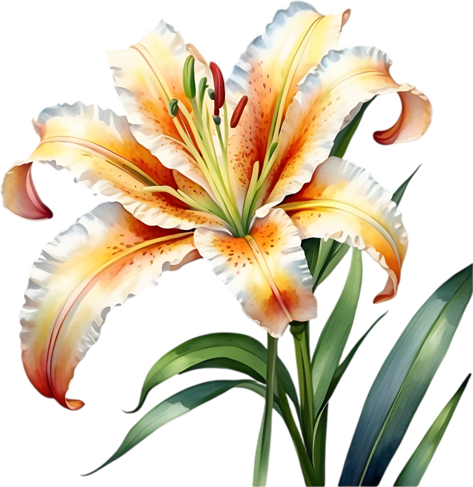 AI generated Watercolor painting of Ditch lily flower. png