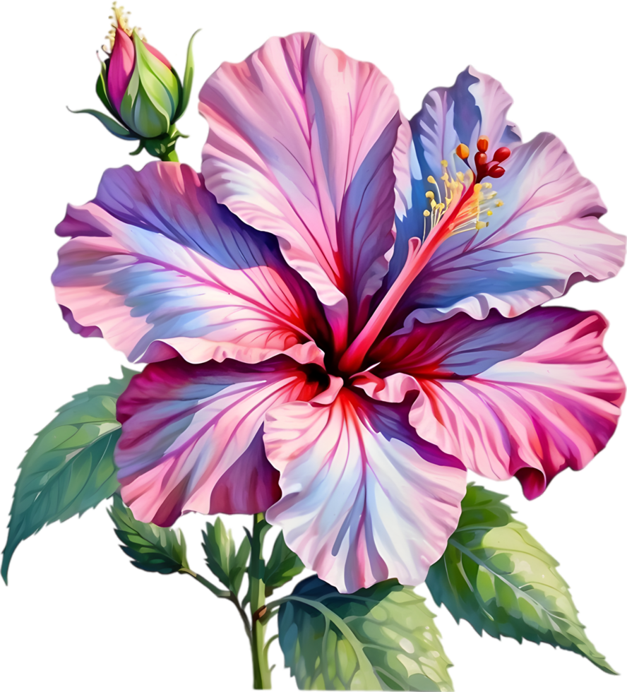 ai generado acuarela pintura de Rosa de sharon ,hibisco siriaco. png