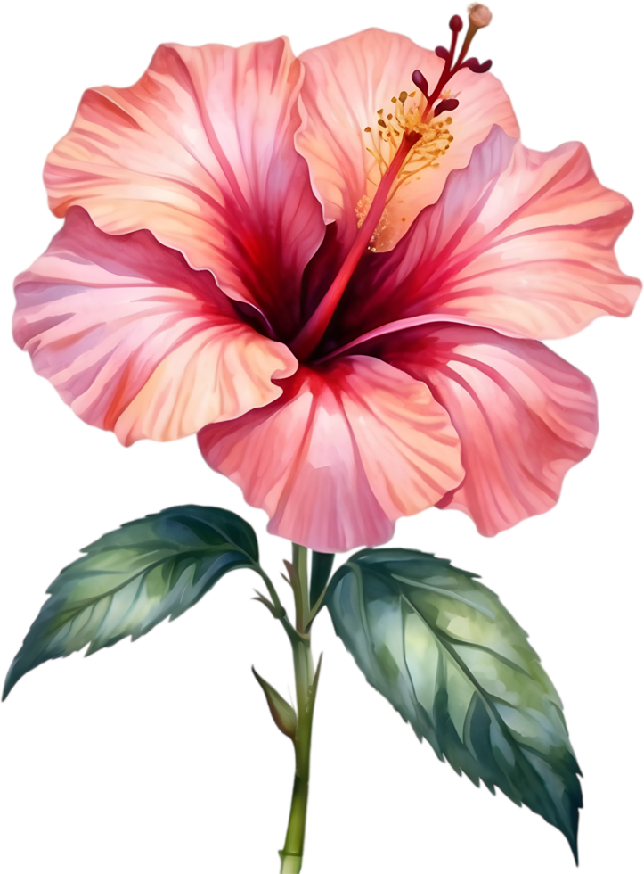 ai generado acuarela pintura de Rosa de sharon ,hibisco siriaco. png