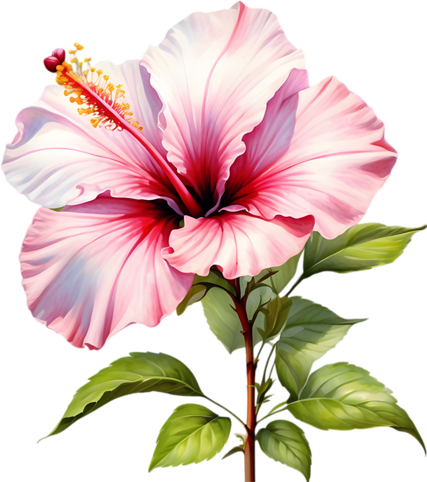 AI generated Watercolor painting of Rose of Sharon ,Hibiscus syriacus. png