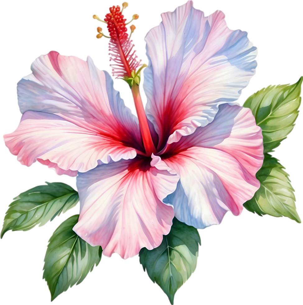 ai generado acuarela pintura de Rosa de sharon ,hibisco siriaco. png