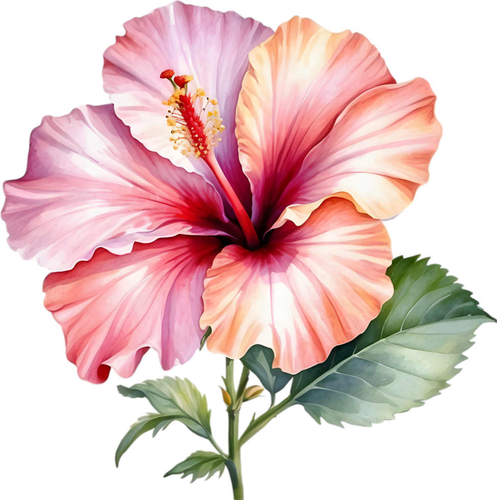 ai generado acuarela pintura de Rosa de sharon ,hibisco siriaco. png