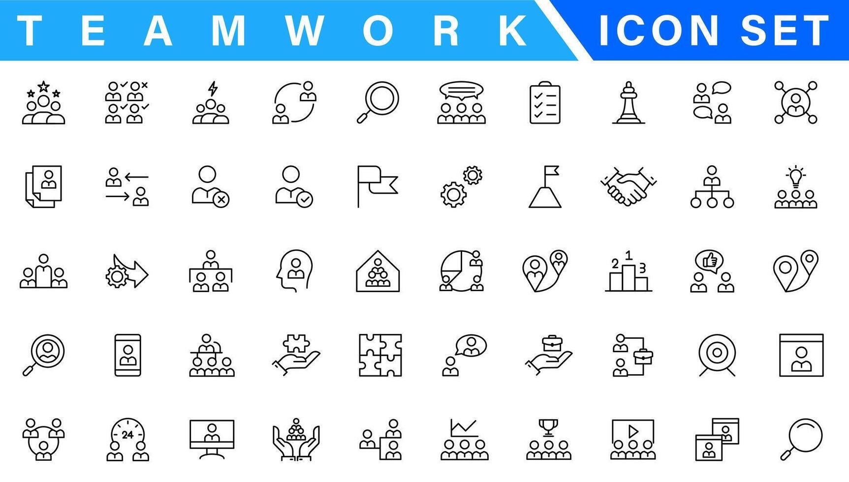 Business people line icons set. Businessman outline icons collection. Teamwork, human resources, meeting, partnership, meeting, work group, success, resume - stock vecto vector