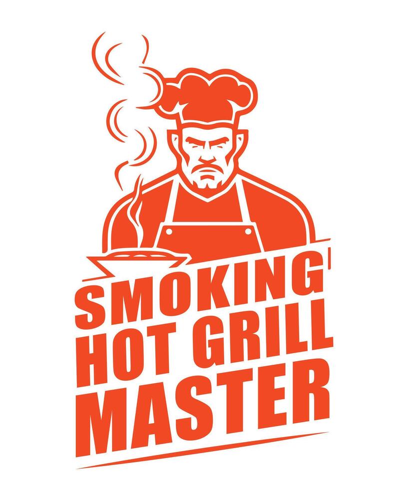 ai generado de fumar caliente parrilla Maestro barbacoa camiseta diseño vector