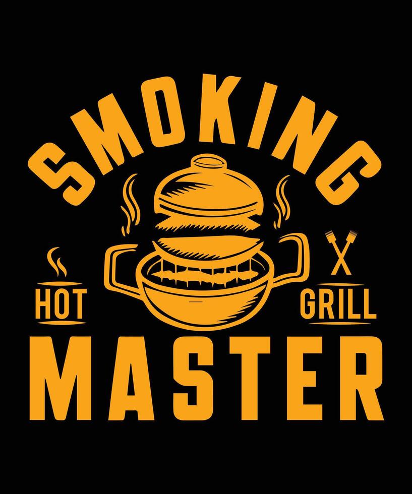 ai generado de fumar caliente parrilla Maestro barbacoa camiseta diseño vector