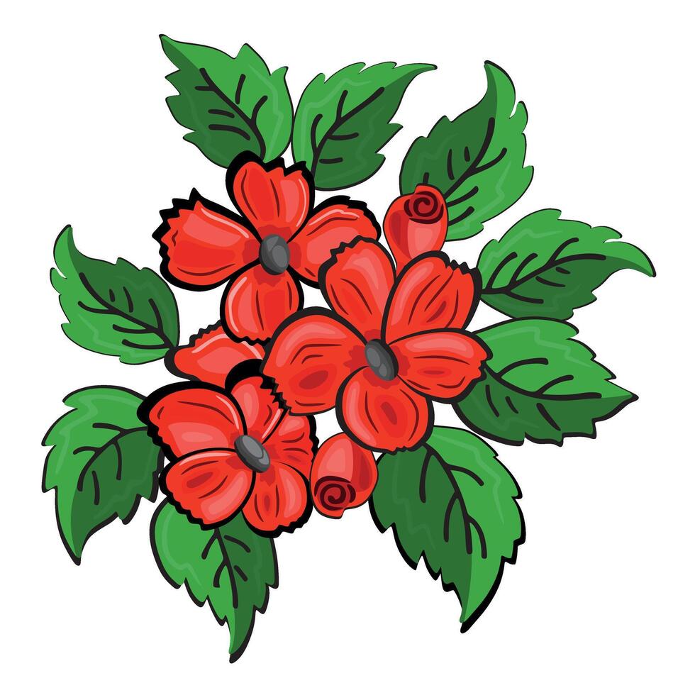 ilustración de rojo hermosa rojo color colmena flor manojo diseño vector Arte