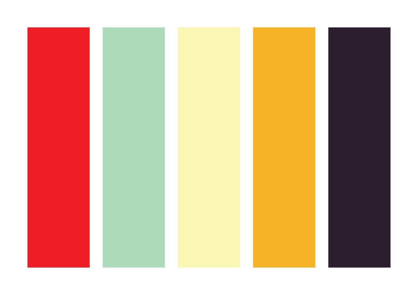 Ethereal Elegance Red, Celadon, Vanilla, Xanthous, and Dark Purple Color Combinations vector