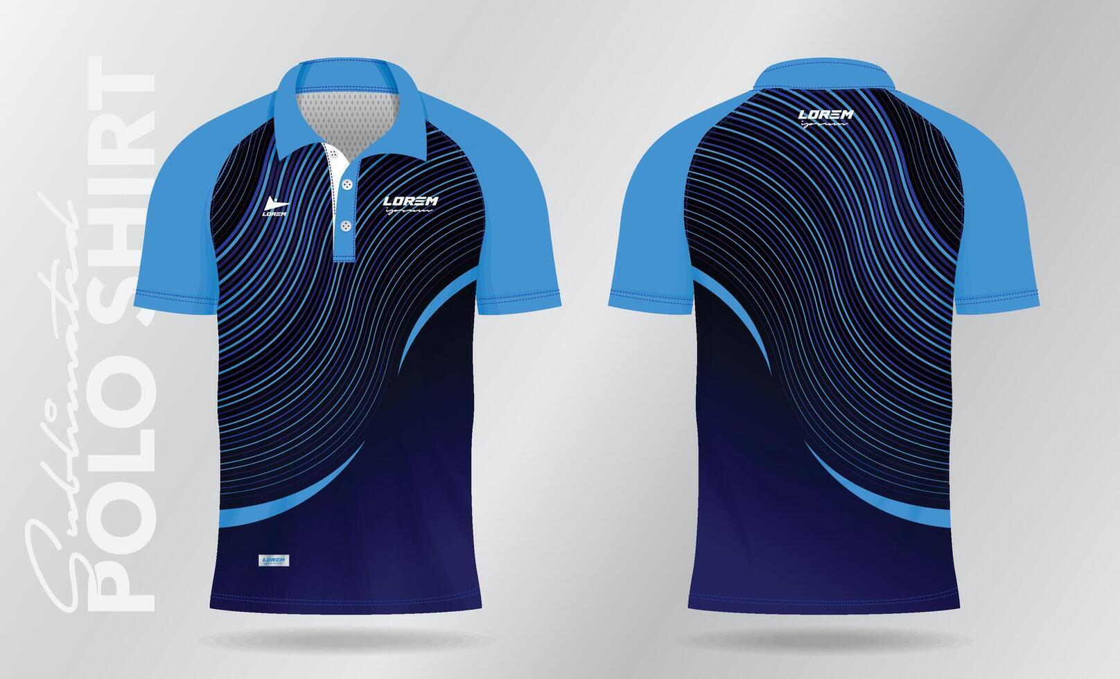 azul resumen polo camisa Bosquejo modelo diseño para fútbol jersey, fútbol americano equipo, ropa de deporte. deporte uniforme en frente vista, espalda vista. camiseta Bosquejo con tela modelo. vector