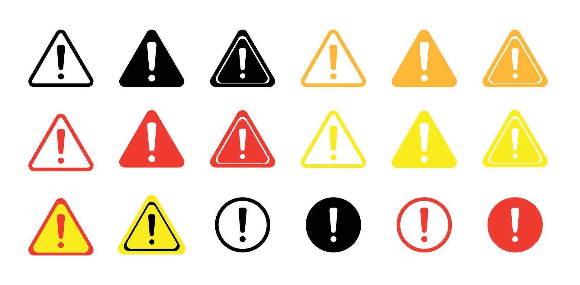 Set of warning signs. Warning signs with exclamation points. vector