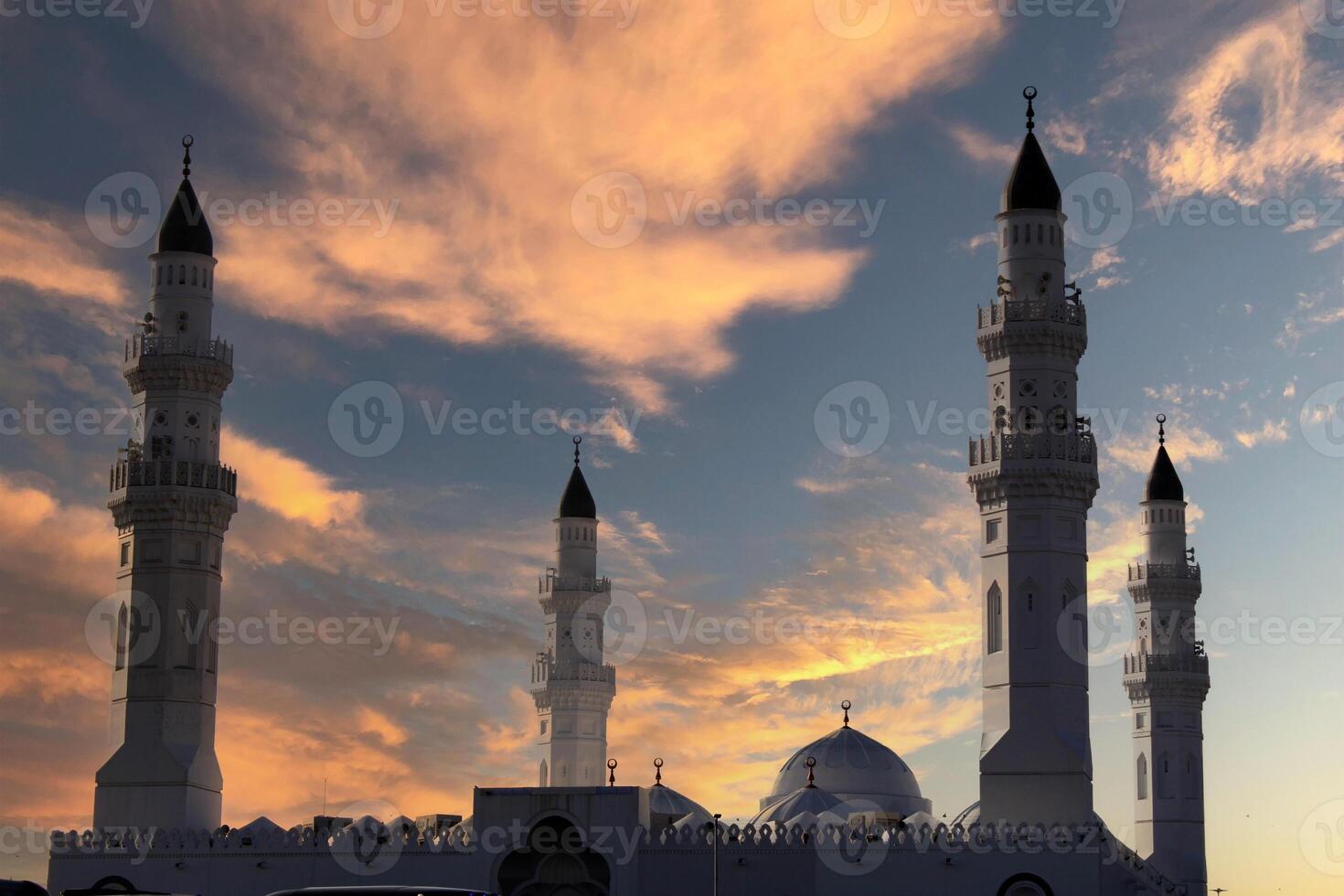 The Quba Mosque is a mosque located in Medina, in the Hejazi region of Saudi Arabia, built in the lifetime of the Islamic prophet Muhammad in the 7th century. photo