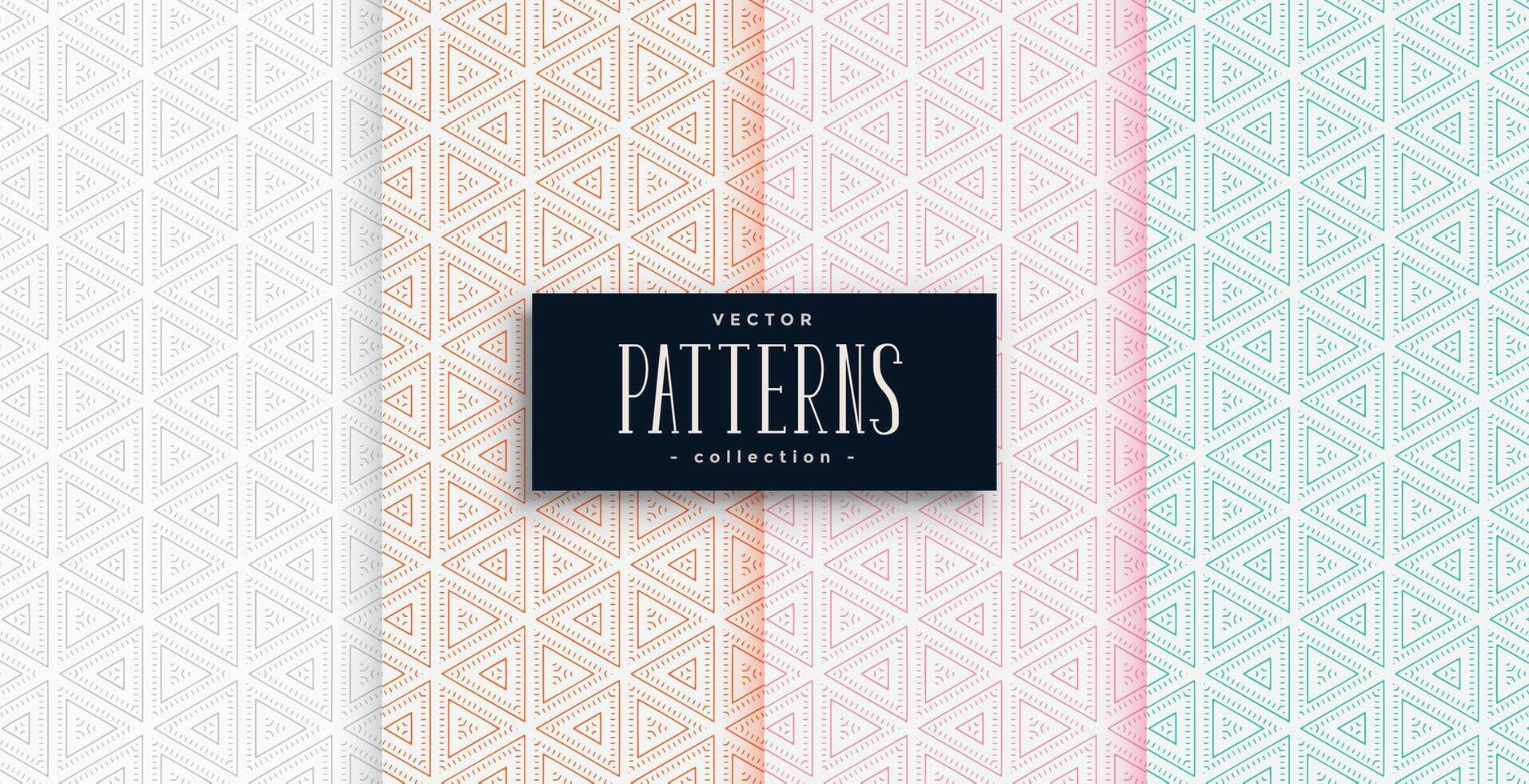 elegant triangle shapes pattern set in four colors vector