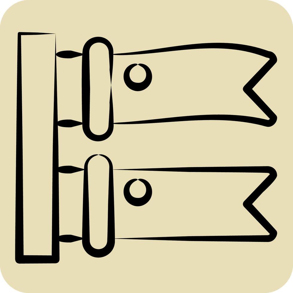 icono koinobori. relacionado a Japón símbolo. mano dibujado estilo. sencillo diseño ilustración. vector