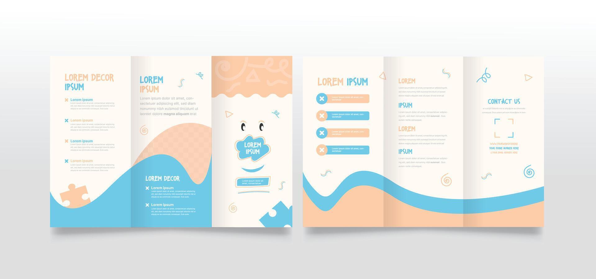Autism trifold brochure template. Morden, Creative and professional brochure vector design. Simple and minimalist promotion layout illustration.