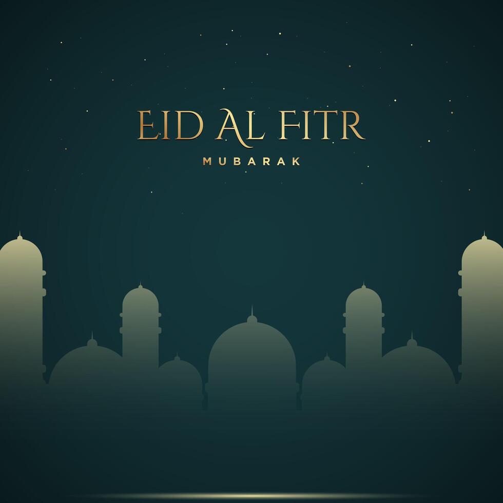 Silhouette of mosque on green background for the occasion of Muslim community festival Eid-Al-Fitr. vector