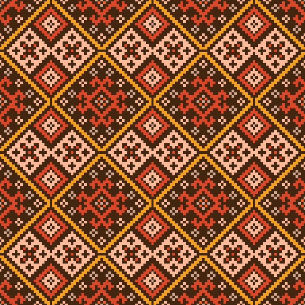 cruzar puntada modelo de étnico patrón, diamantes y triangulos. diseño para cruzar Puntada,étnica,tela,patrón,bordado,motivo, cruz,puntada,folk,retro,pixel,artesanía,resumen,batik,zigzag. vector