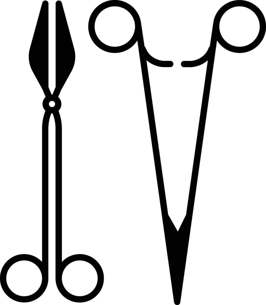 Surgical scissors glyph and line vector illustration