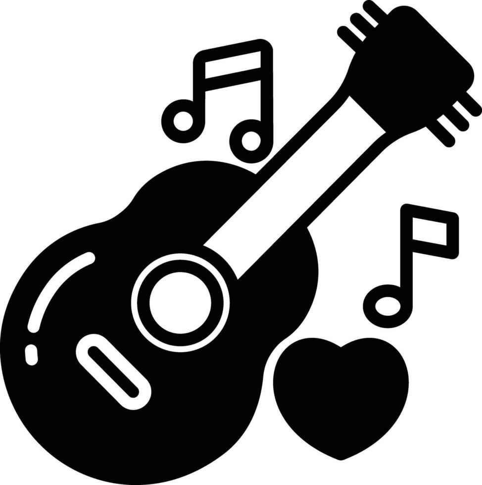 Guitar glyph and line vector illustration