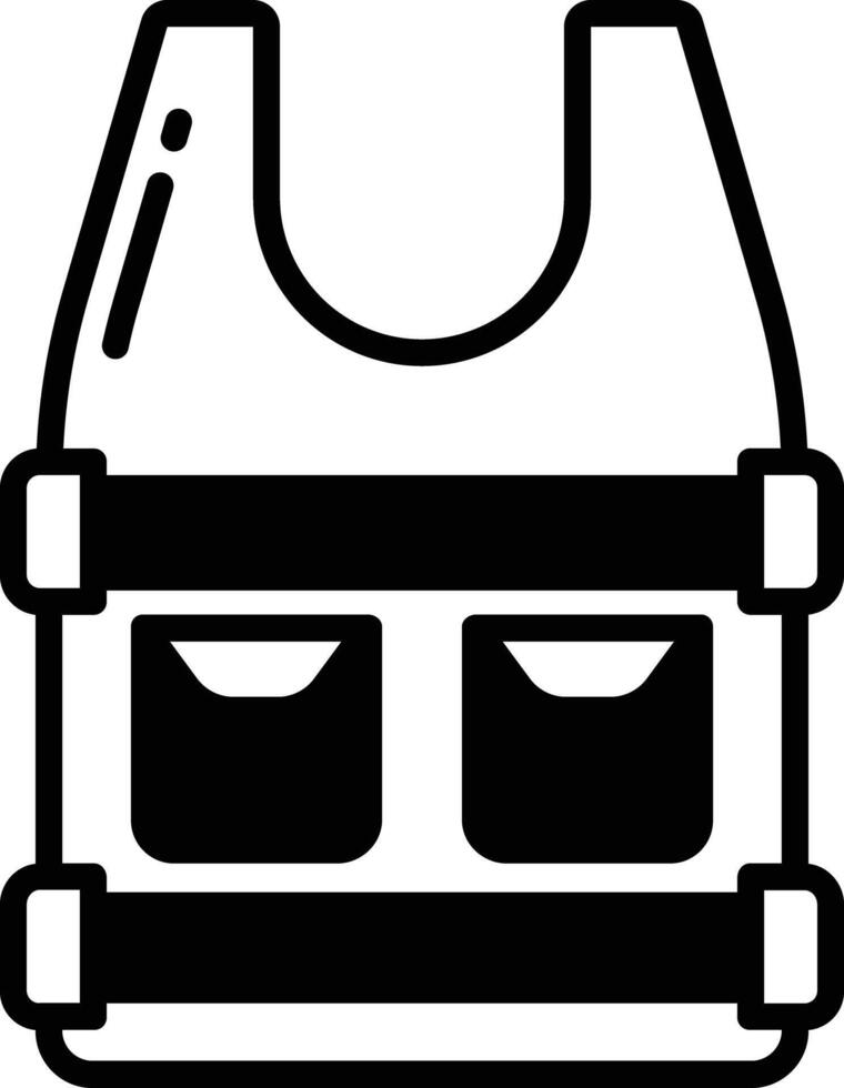 bullet proof vest glyph and line vector illustration